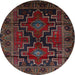Round Traditional Deep Red Persian Rug, tr2403