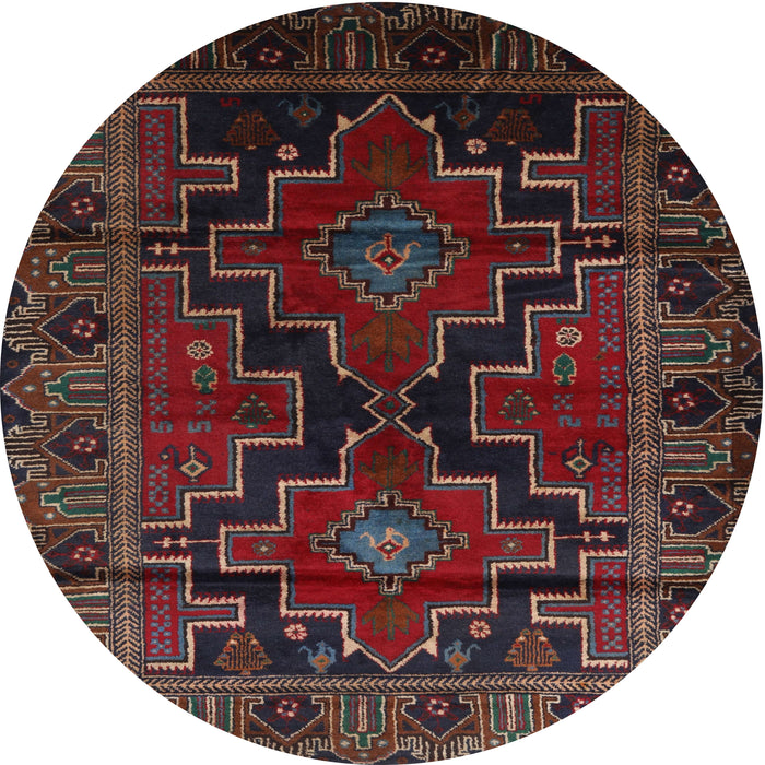 Square Machine Washable Traditional Deep Red Rug, wshtr2403