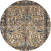 Round Traditional Dark Brown Persian Rug, tr2404