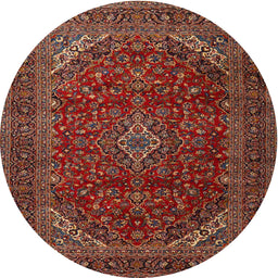 Square Machine Washable Traditional Saffron Red Rug, wshtr2405