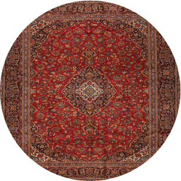Square Machine Washable Traditional Cranberry Red Rug, wshtr2406