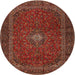 Round Traditional Cranberry Red Persian Rug, tr2406