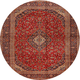 Round Traditional Rust Pink Medallion Rug, tr2407