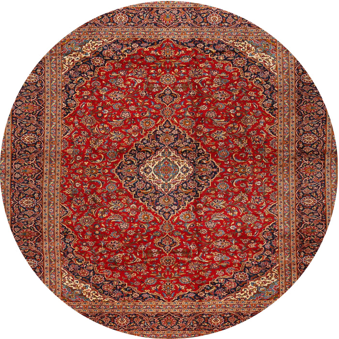 Round Traditional Rust Pink Medallion Rug, tr2407