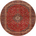 Round Traditional Rust Pink Medallion Rug, tr2407