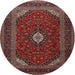 Square Machine Washable Traditional Dark Almond Brown Rug, wshtr2408