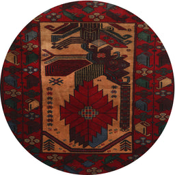 Square Machine Washable Traditional Red Brown Rug, wshtr2409