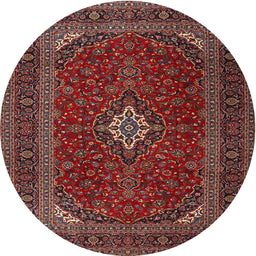 Round Traditional Dark Almond Brown Medallion Rug, tr2410