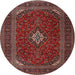 Round Traditional Dark Almond Brown Medallion Rug, tr2410