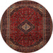 Square Machine Washable Traditional Sienna Brown Rug, wshtr2417