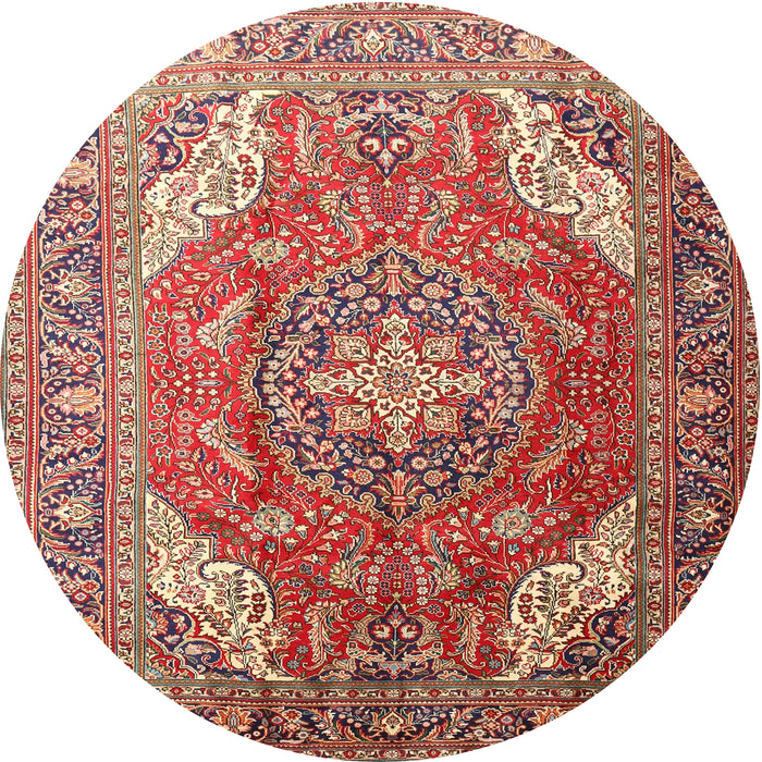 Round Traditional Fire Brick Red Persian Rug, tr241