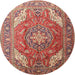 Round Traditional Fire Brick Red Persian Rug, tr241