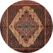 Round Traditional Gold Brown Persian Rug, tr2420