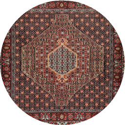 Round Traditional Orange Salmon Pink Persian Rug, tr2422