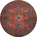 Round Traditional Saffron Red Persian Rug, tr2423