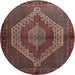 Square Machine Washable Traditional Dark Almond Brown Rug, wshtr2424