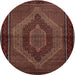 Round Traditional Sienna Brown Persian Rug, tr2425