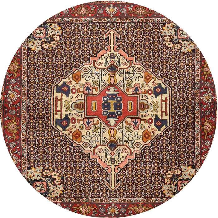Round Traditional Saffron Red Persian Rug, tr2429