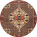 Round Traditional Saffron Red Persian Rug, tr2429