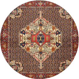 Square Machine Washable Traditional Saffron Red Rug, wshtr2429