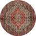 Round Traditional Saffron Red Persian Rug, tr2431