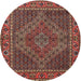 Round Traditional Saffron Red Persian Rug, tr2433