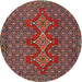 Round Traditional Saffron Red Persian Rug, tr2434