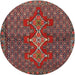 Round Traditional Saffron Red Persian Rug, tr2435