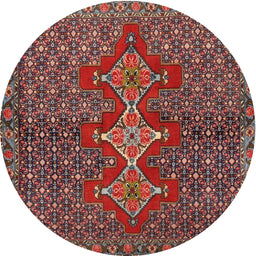 Square Machine Washable Traditional Saffron Red Rug, wshtr2435