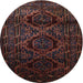 Round Traditional Reddish Brown Persian Rug, tr2439