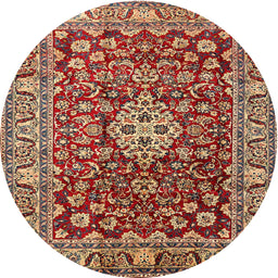 Square Machine Washable Traditional Saffron Red Rug, wshtr243