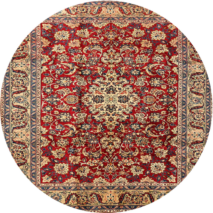 Round Traditional Saffron Red Persian Rug, tr243