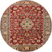 Round Traditional Saffron Red Persian Rug, tr243