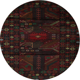 Square Machine Washable Traditional Night Red Rug, wshtr2440