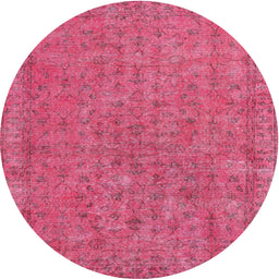Square Machine Washable Traditional Dark Hot Pink Rug, wshtr2441