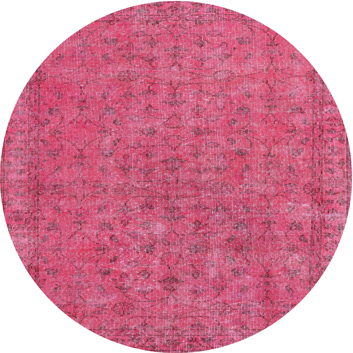 Round Traditional Dark Hot Pink Persian Rug, tr2441
