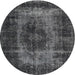 Round Traditional Charcoal Black Persian Rug, tr2444