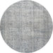 Round Traditional Gray Persian Rug, tr2446