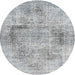 Round Traditional Gray Persian Rug, tr2449