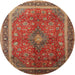 Round Traditional Red Medallion Rug, tr244