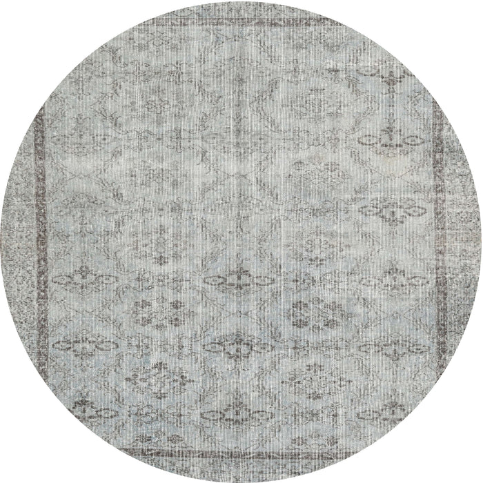 Round Traditional Gunmetal Gray Persian Rug, tr2455