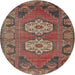 Round Traditional Orange Salmon Pink Persian Rug, tr2459