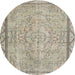 Round Traditional Khaki Green Persian Rug, tr2460