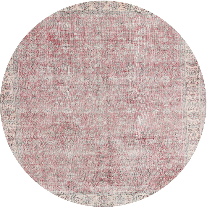 Round Traditional Rose Gold Pink Persian Rug, tr2462