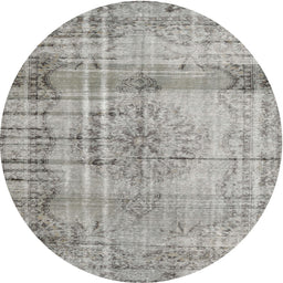 Square Machine Washable Traditional Granite Gray Rug, wshtr2463