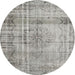 Square Machine Washable Traditional Granite Gray Rug, wshtr2463