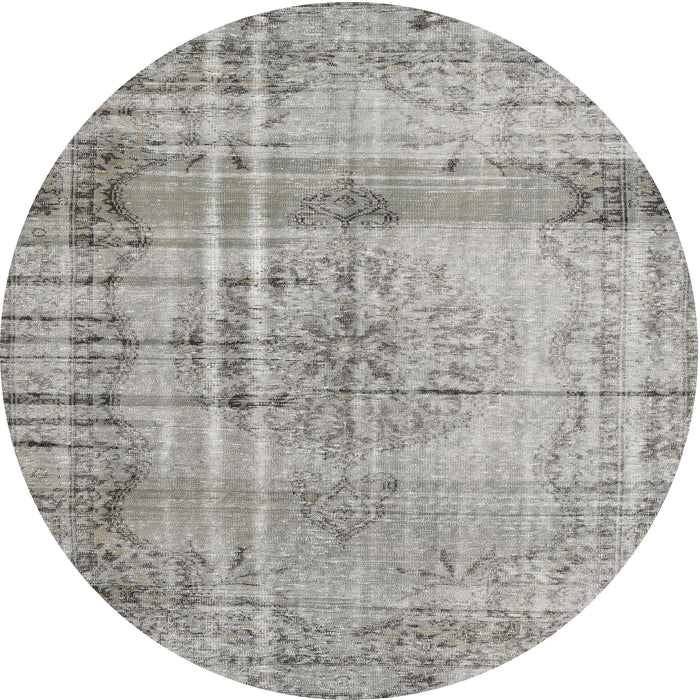 Round Traditional Granite Gray Persian Rug, tr2463