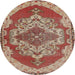 Round Traditional Fire Brick Red Persian Rug, tr2465