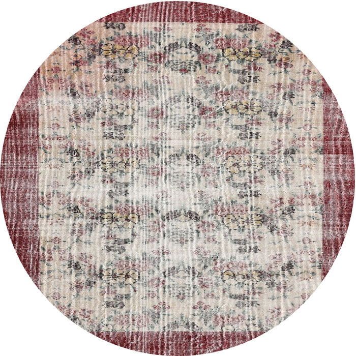 Round Traditional Chestnut Brown Persian Rug, tr2466