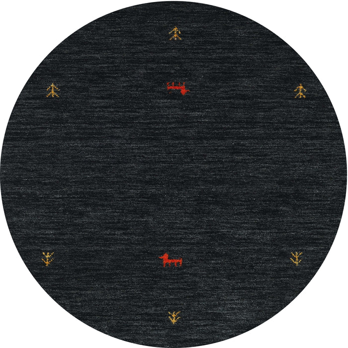 Round Traditional Black Persian Rug, tr2468